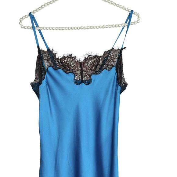 Y2k Fairy Silky Lace Slip Dress Midi Slit Women Size 4 Romantic Sultry Goth Glam - Picture 3 of 13